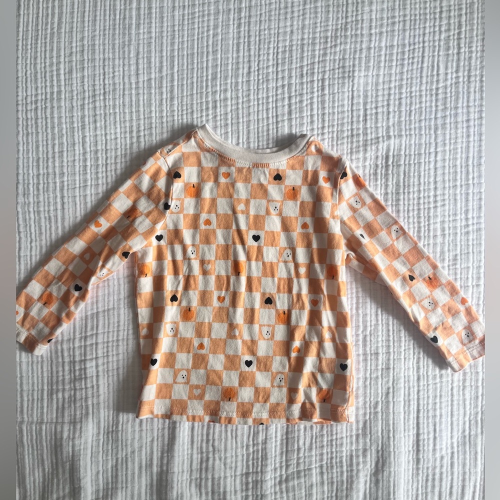 Old Navy Orange and White Checkered Long Sleeve Tee